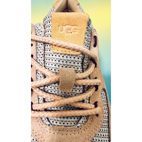 UGG Treadlite Womens Marin Mega Lace-Up Platform Sneakers Beige Mesh Lining - Picture 12 of 16